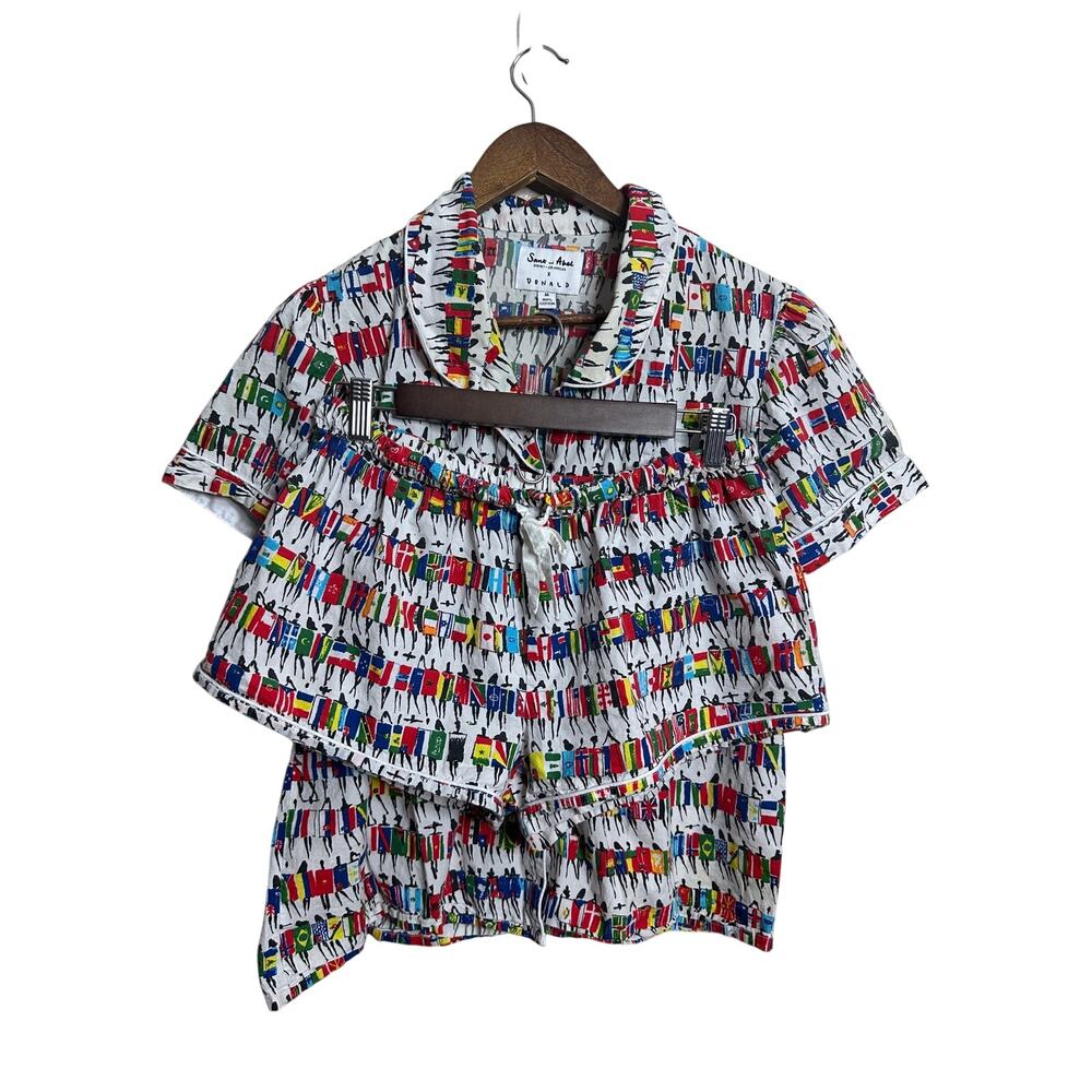 Sant and Abel x Donald Robertson Team Immigrant Flag Print Short Pajama Set M